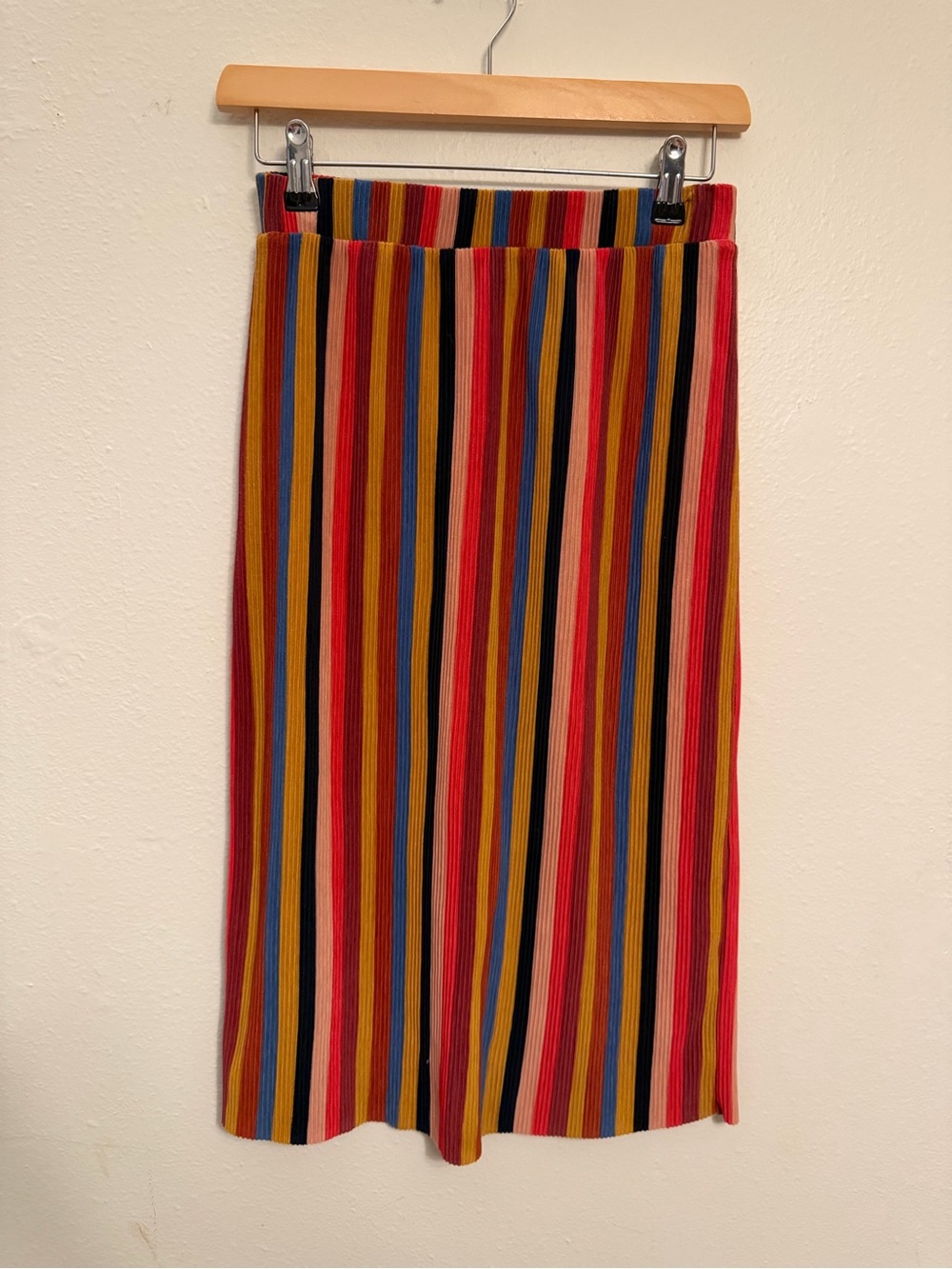 Multicolor Vertical Stripe Midi Skirt bold bright statement